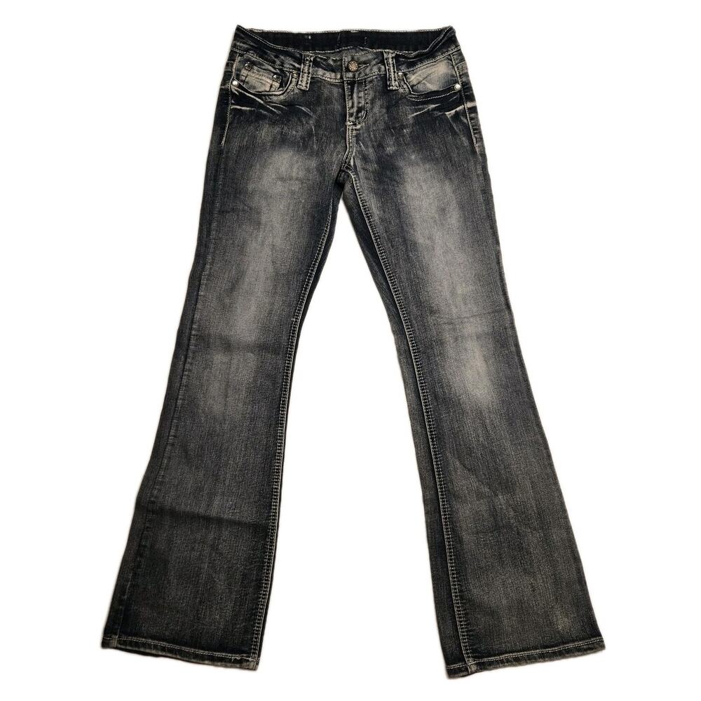 Soundgirl Denim Jeans Pant Womens sz 9 Blue Flared Bootcut Y2K Western Punk Rock